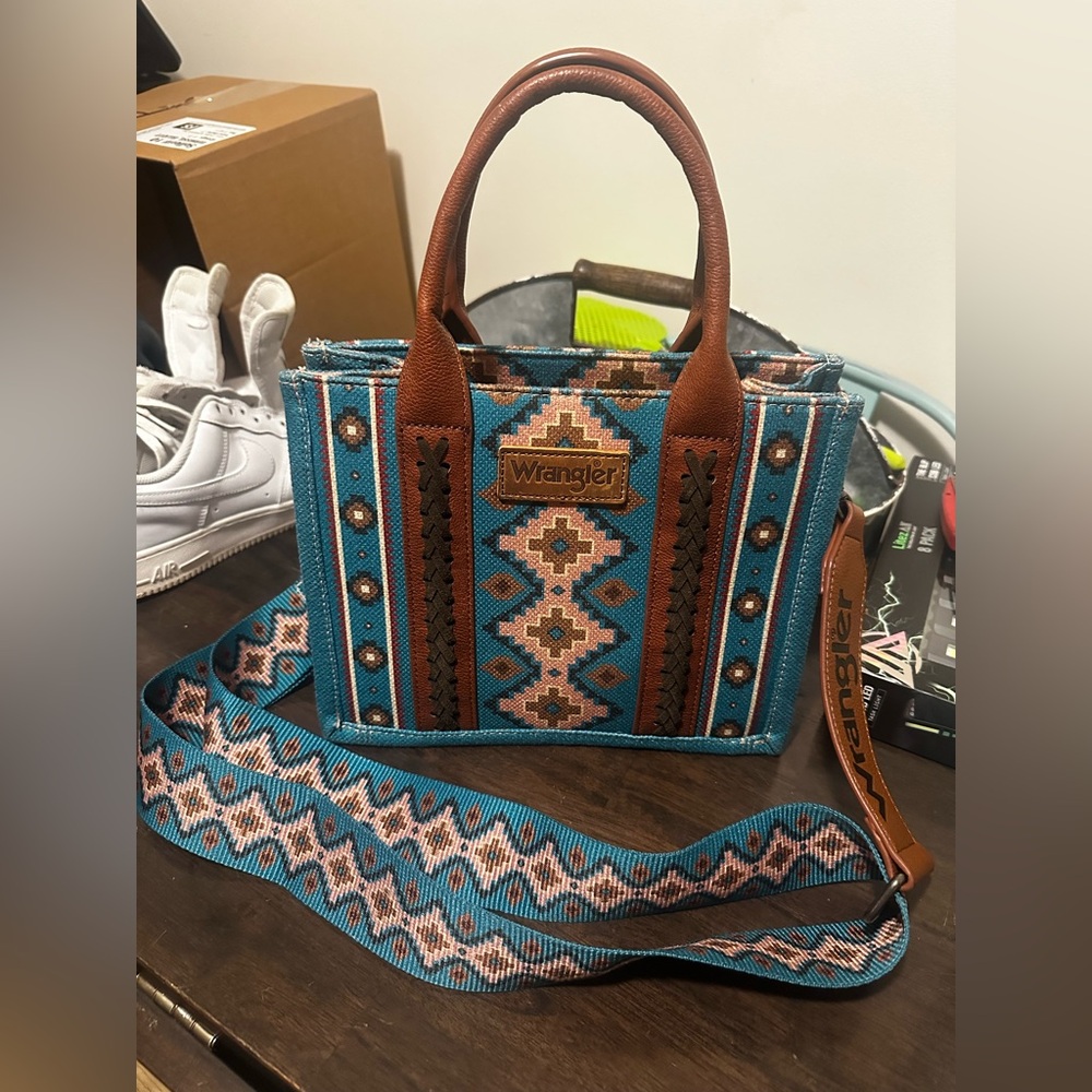 Wrangler Blue and Brown Patterned Satchel